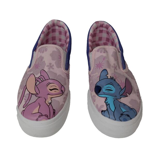 Disney Shoes - Disney Stitch & Angel Slip on Shoes Women Sz 6.5 Pink Blue Canvas Lilo & Stitch